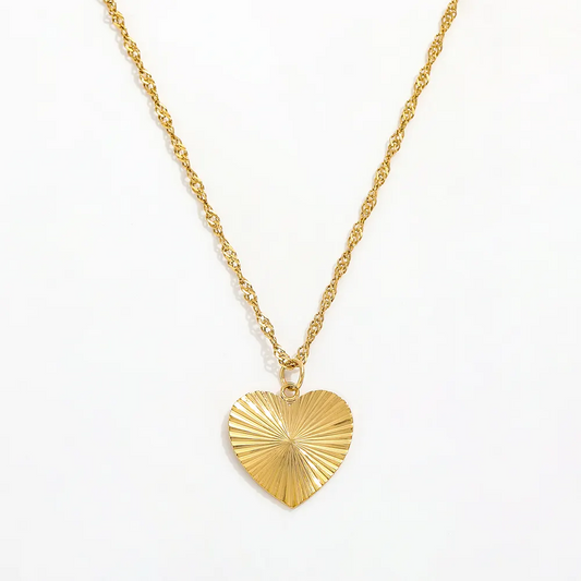 Gold Sunburst Heart Necklace