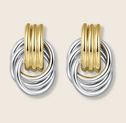 Chunky Geometric Metal Knot Earring Stud Cable Dangle Earring