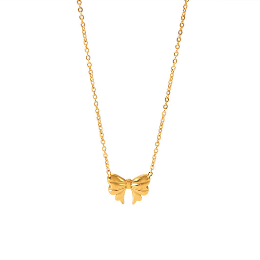 Gold Tiny Bow Necklace